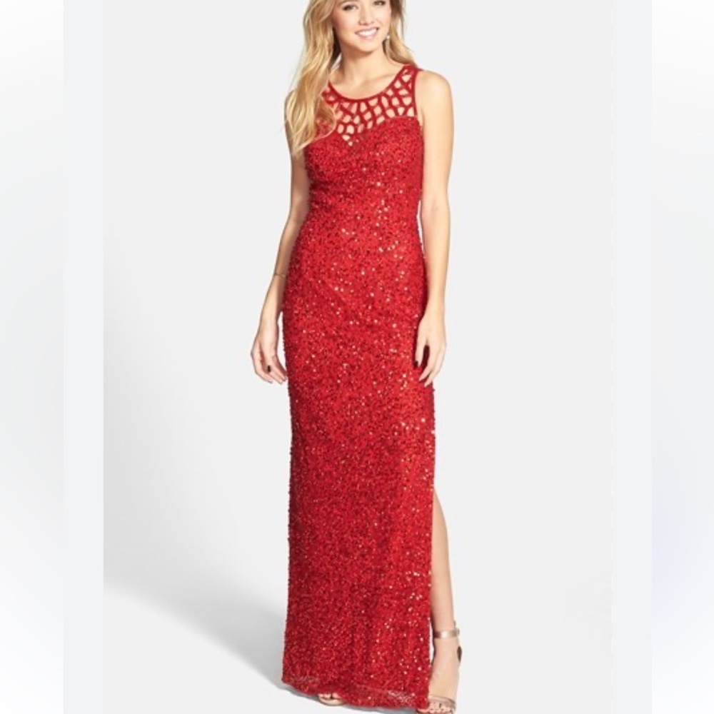 Sean Collection Vintage 90’s-Y2K Red Beaded‎ Sequin Maxi Dress